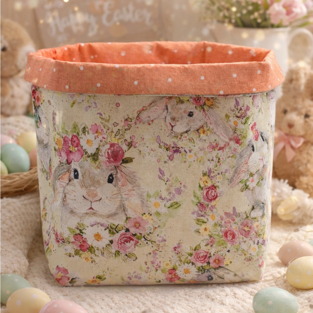 Floral Bunny Fabric Storage Basket
